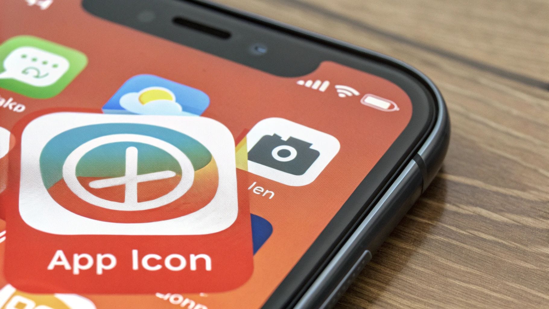 Close-up of a smartphone screen displaying app icons and the device's status bar.